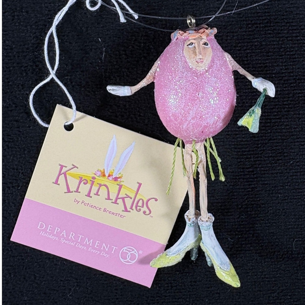 Department 56 KRINKLES Pink Mini‎ Egg People Ornament w/ Purse Patience Brewster